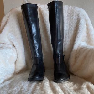 CLARKS Black Leather Riding Boots (6)